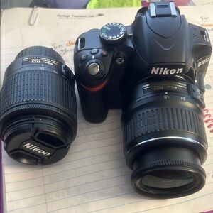 Nikon Black DSLR Camera with Dual Lens Kit